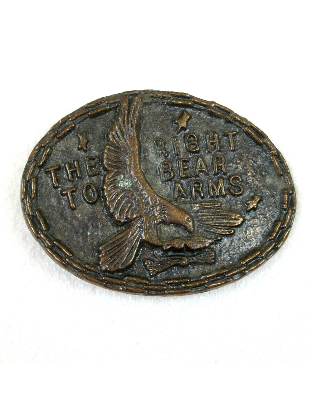 Vintage Second Amendment Belt Buckle Metal Gun Right To Keep & Bear Arms Eagle